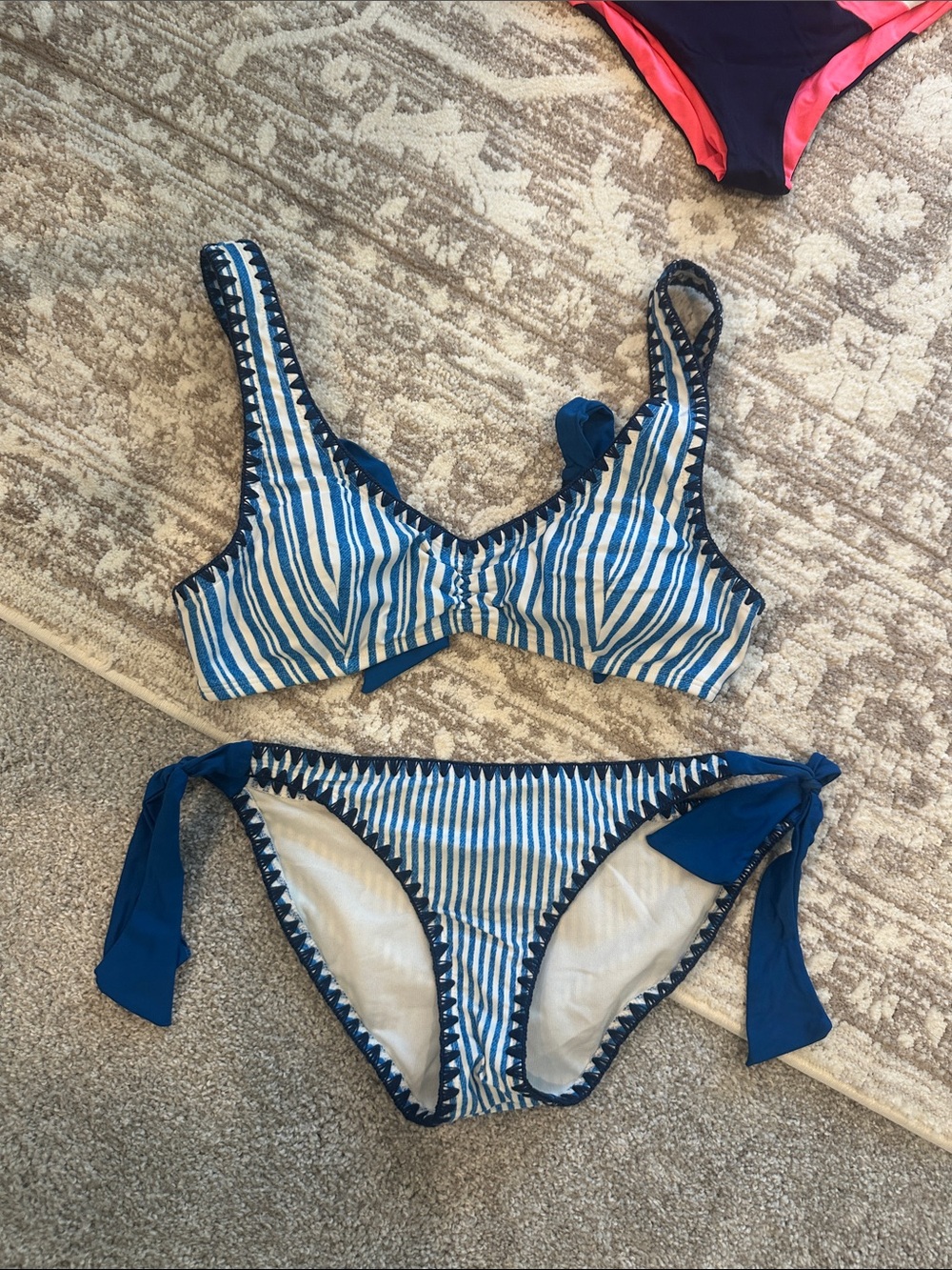 No Boundaries Blue and White Striped Bikini